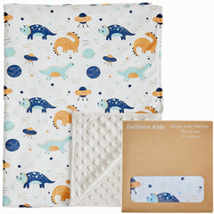DuShow Dinosaur Blanket front view shows plush dinosaur design for cozy nursery moments.
