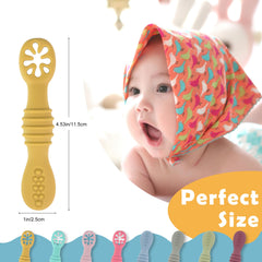 DUALFERV multicolor baby spoons engaging little eaters during self-feeding.