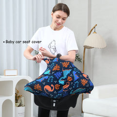 Dudeeghes carseat cover navy dinosaur folded for compact portability