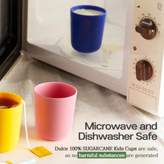Dulce Worlds SUGARCANE cups held by toddler to show easy handling