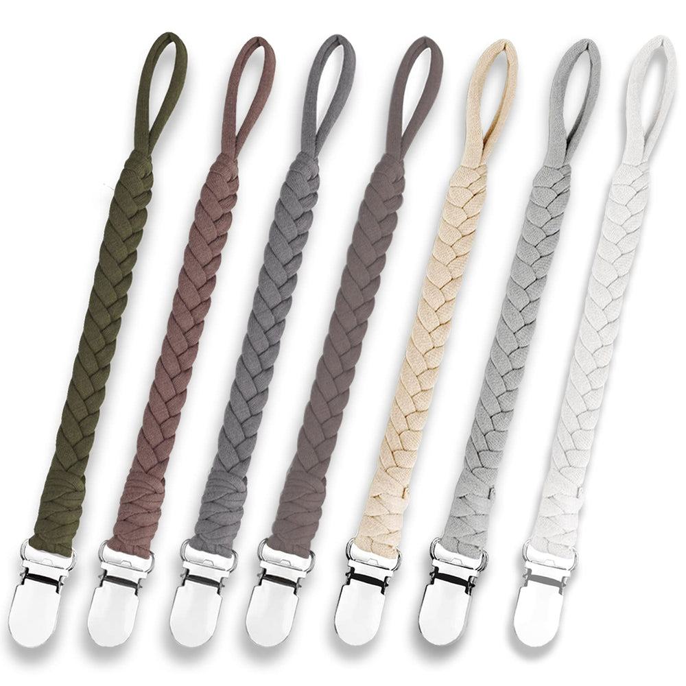 Duludulu 7-pcs braided pacifier clip pack for versatile unisex use