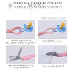 Duludulu anti-lost bottom clip keeps pacifier attached during everyday activities.