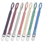 Duludulu braided pacifier clip in seven colors keeps pacifiers secure and accessible.