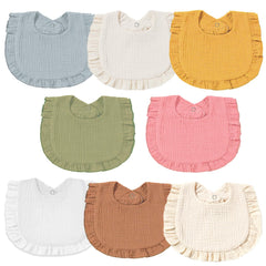 Duludulu Muslin Baby Bibs front view shows soft cotton for gentle protection.