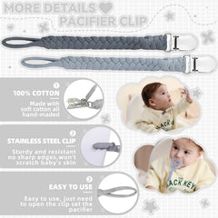 Duludulu pacifier clip braid detail highlights a durable braided design for gentle use