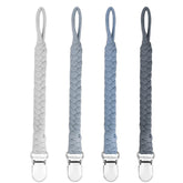 Duludulu pacifier clip grey 4-pack front helps keep pacifiers handy and clean
