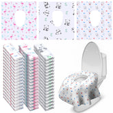 Dunzoom toilet seat covers 100-pack box view, bulk hygiene for family trips
