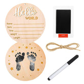 DUOJINSANXI baby announcement sign front shows personalized birth details for nursery decor.