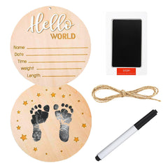 DUOJINSANXI baby announcement sign front shows personalized birth details for nursery decor.