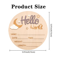 DUOJINSANXI baby announcement sign hello world text wooden with date area