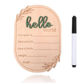 DUOJINSANXI baby-announcement-sign hello-world wood close-up photo prop for newborn moments