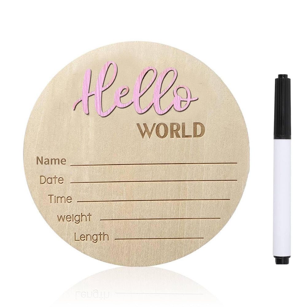 DUOJINSANXI baby announcement sign with 3D Hello World letters for nursery decor.