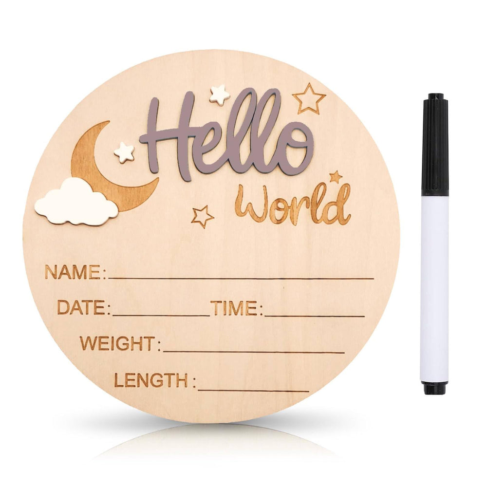 DUOJINSANXI baby announcement sign wooden moon cloud for nursery decor and memory keepsake