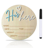 DUOJINSANXI wooden baby announcement sign, a keepsake to record name, date, and weight