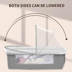 DUOMI Bassinet Cover fits strollers and cribs up to 39.37 x 21.7 inches.