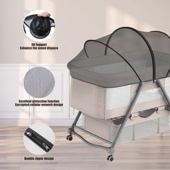 DUOMI bassinet cover elastic edge-fit provides secure, travel-friendly protection.
