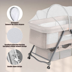 DUOMI Bassinet Cover elastic edge fixed securely during travel for dependable mosquito protection.