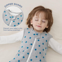 Duomiaomiao 2-5 tog sleep sack close-up fabric shows breathable cotton outer and plush lining.
