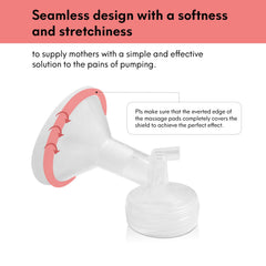 Durceler wide-angle design shows 105 degree angle to support milk flow
