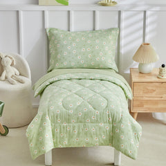DuShow Green Floral Toddler Bedding Set comforter appears soft and lightweight for comfy nights.