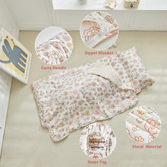 DuShow nap mat roll-up with hook-and-loop fasteners for easy packing.
