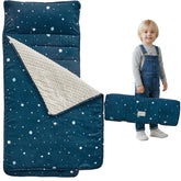 DuShow toddler nap mat stars navy showcases cozy microfiber fabric for year-round comfort