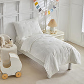 DuShow White 4-Piece Toddler Bedding Set display with embroidery comforter for all-season warmth