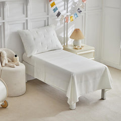 DuShow white fitted sheet 28x52 with 8-inch depth for secure toddler bed fit