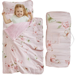 DuShow toddler nap mat butterfly closeup shows soft microfiber for cozy daycare naps