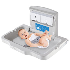DutyWorks baby changing station wall-mounted folded setup demonstrates space-saving design for tight rooms