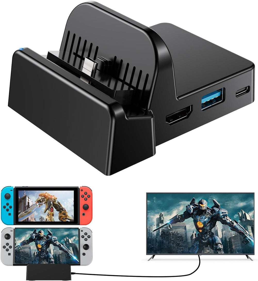 DUXICEPIN docking station front view shows a compact travel-ready design for Switch setup.
