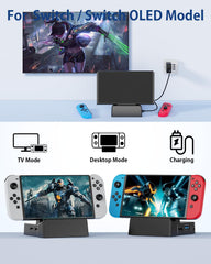 DUXICEPIN docking station on Switch connected demonstrates seamless TV mode with 4K HD streaming.