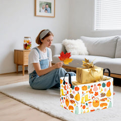 DUYIY rectangle gift storage basket full view shows sturdy handles for easy carrying.