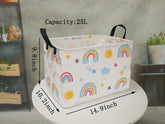 DUYIY Rainbow Rectangle Basket folded demonstrates easy collapsibility for compact travel or storage