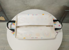 DUYIY Rainbow Rectangle Basket in living room helps organize toys and magazines