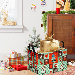 DUYIY rectangle Christmas gift storage basket collapsed-flat for compact travel and storage.