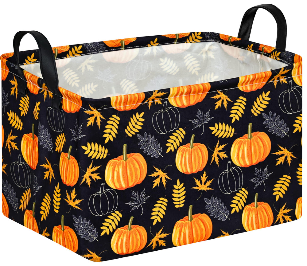 DUYIY Rectangle Gift Storage Basket front view showing sturdy handles for easy organization.