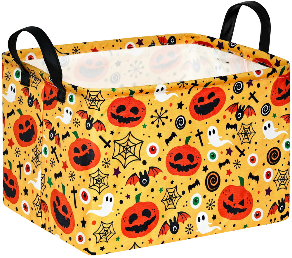 DUYIY rectangle gift storage basket front view with sturdy handles for easy carrying