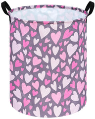 DUYIY Round Valentine Gift laundry hamper side view with easy-carry handles