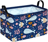 DUYIY Whale basket front view showing sturdy handles for easy transport
