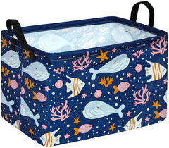 DUYIY Whale basket front view showing sturdy handles for easy transport