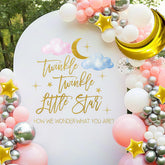 Dvehdbay Twinkle Star decal on wall backdrop creates photo-ready gender reveal.
