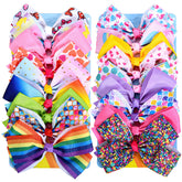 Dwenarry 5-inch rainbow print bow adds cheerful color to daily outfits