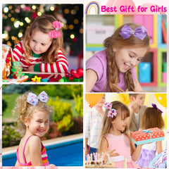Dwenarry solid color bows in pink and purple with clips for secure styling