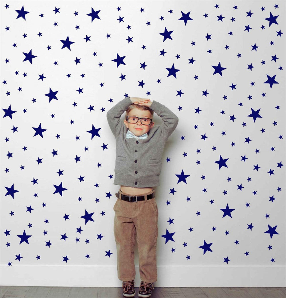 DXLING 174pcs star wall stickers navy and black on smooth wall for quick room decor