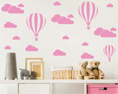 DXLING giant 3D hot air balloons wall decal clouds adds dreamy atmosphere.