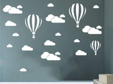 DXLING white clouds and hot air balloons wall art – nursery decor adds calm, playful sky vibes