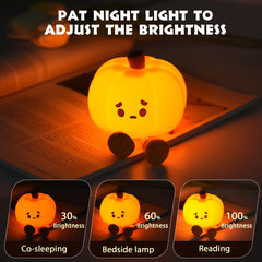 Dylviw Pumpkin Night Light side view provides gentle desk or bedside illumination.