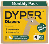 DYPER baby diapers size 4 pack front view for daily protection.