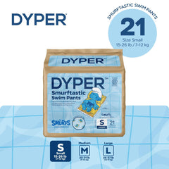 DYPER Smurftastic snug-fit waistband demonstrates secure leak protection during water play.